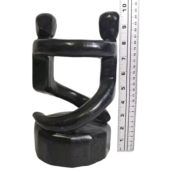 Rare Unique Black Handcrafted Wooden Human Sculpture Candle Or Plant  Holder